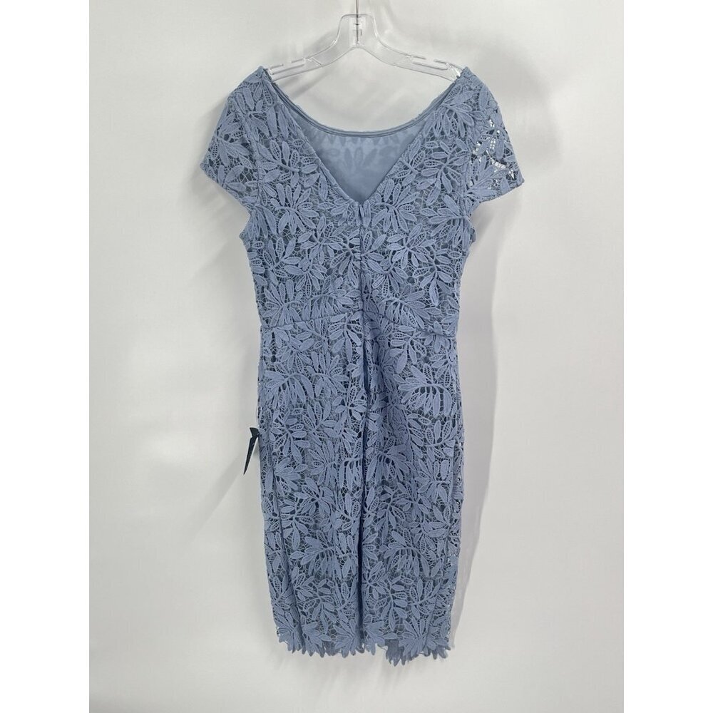 Lulu's Dusty Blue Lace Sheath Dress - Picture 4 of 6